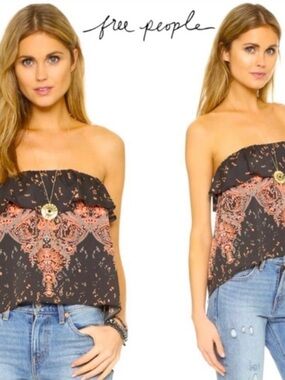 Free People Ruffled Strapless Boho Top. Size M. NWOT
